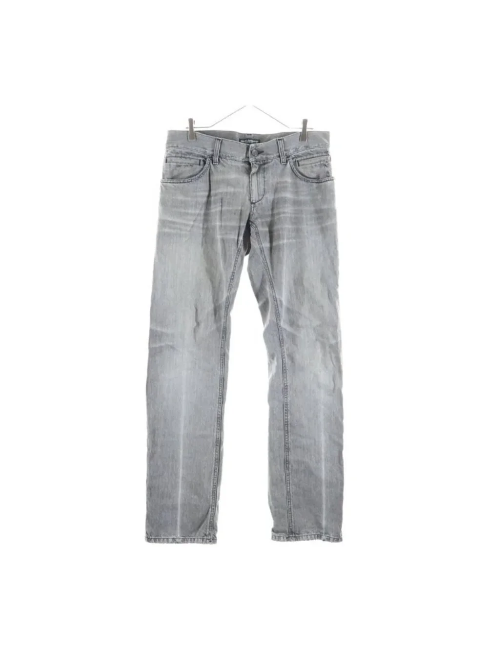 Dolce & Gabbana Distressed Straight Denim Pants Gray Jeans